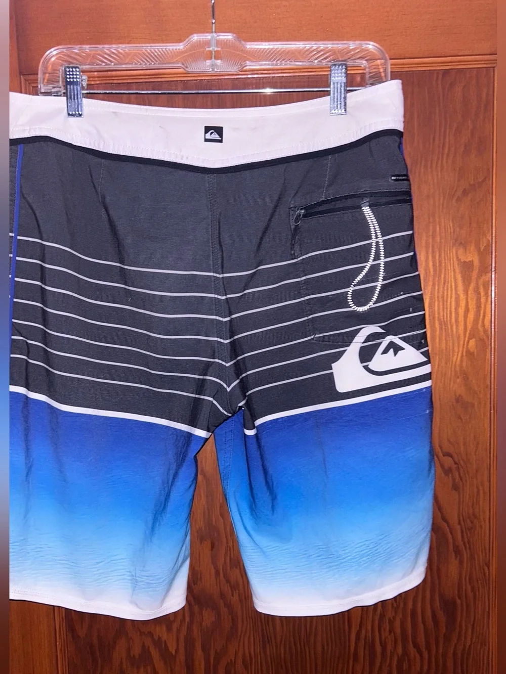 Quiksilver Black and Blue Gradient Stripe Boardshorts